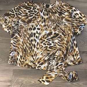 Worthington Animal Print Blouse - Brown and Black